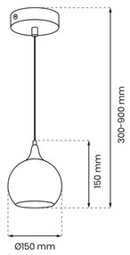 Csillár zsinóron MONTE 1xE27/60W/230V á. 15 cm matt króm