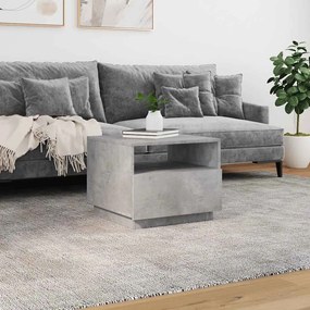Betonszürke dohányzóasztal LED-lámpákkal 50x49x40 cm