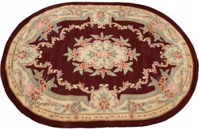 Aubusson gyapjú szőnyeg 170x240 ovális, bordó