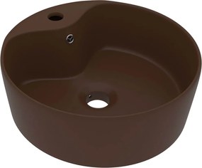 vidaXL matt sötétbarna luxus kerámia mosdókagyló túlfolyóval 36x13 cm