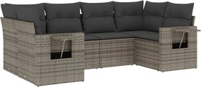 vidaXL 6 részes szürke polyrattan kerti ülőgarnitúra párnákkal
