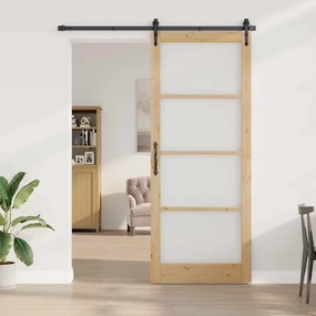 Egyszerű Csúszó Ajtó Barna 83 x 232 cm Fa és fém