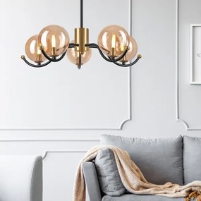 Csillár rúdon GEORGIA 5xG9/5W/230V arany/füstös bézs