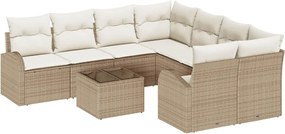 vidaXL Kerti Kanapé Szett Bézs 55 x 55 x 37 cm polirattan