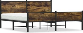 vidaXL füstös tölgy színű fém ágykeret matrac nélkül 160 x 200 cm