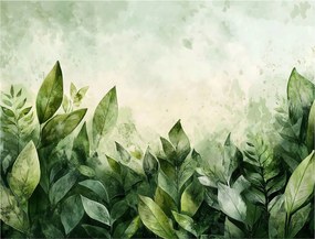 Erdei akvarell fotótapéta levelekkel Levelek perspektívája 254x184 +ragasztó