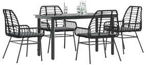 5 részes fekete polyrattan üveg kerti étkezőgarnitúra párnákkal