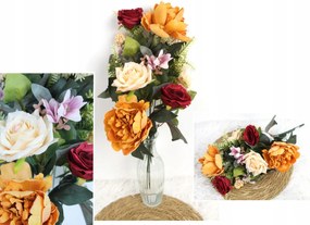 Vegyes csokor Rózsa, Bazsarózsa 46 cm magas, 9 szár Bordó-vörös-krém