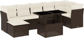 vidaXL 8 részes barna polyrattan kerti ülőgarnitúra párnákkal