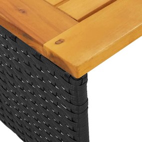 vidaXL L-alakú fekete polyrattan kerti kanapé asztallal és párnával