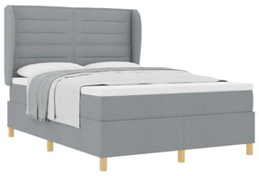 Boxspring Ágy Matracot Tartalmazó Világosszürke 140x200 cm Szövet