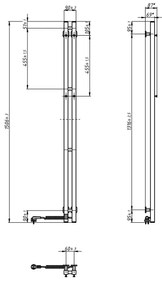Elektromos törölközőszárító termosztáttal SILOUETTE 200W/230V 150,6cm IP44 fekete jobb oldali