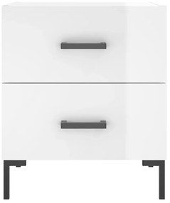 2 db magasfényű fehér szerelt fa éjjeliszekrény 40x35x47,5 cm