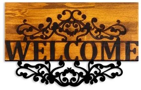 Fali dekoráció 58x36 cm fa/fém, Üdvözlet felirat