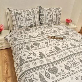 Pamut lepedők Karácsonyi lepedők Rénszarvasszürke TiaHome - 1x Párna 90x70cm, 1x Paplan 140x200cm