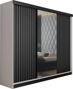 Malani 200 Tolóajtós Szekrény 200cm, Fehér-Grafit