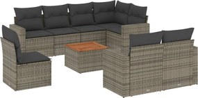 vidaXL 9 részes szürke polyrattan kerti ülőgarnitúra párnákkal