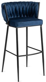 Elegáns Bárszék Sötétkék Bársony Kárpittal. FLORES