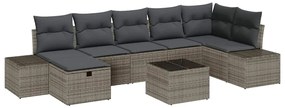vidaXL Kerti Kanapé Szett párnával 8 pcs Szürke polirattan