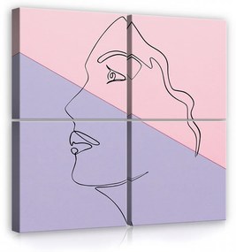 Vászonkép 4 darabos, Line art - Arc 50x50 cm méretben