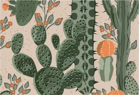 Flizelin tapéta Divatos 3D fali ragasztó Zöld kaktuszok 152x104 Ragasztó