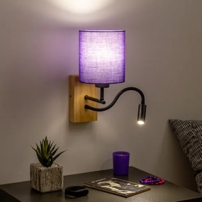 Brilagi - LED Fali lámpa NUBILA WOOD 1xE27/25W/230V + LED/3W tölgy/lila