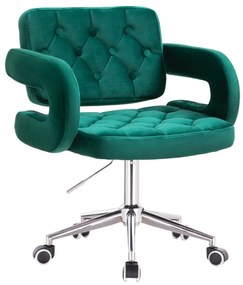 HR8403K Sötétzöld modern velúr szék krómozott lábbal