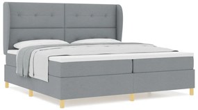 Boxspring Ágy Matrac nélkül, Világosszürke, 200x200 cm, Szövet