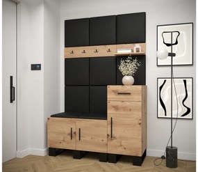 Előszobabútor Amanda 5 (artisan tölgy + fekete öko-bőr). 1085901