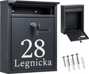 Nagy Postaláda Házszámmal Postai XL Antracit Csomag