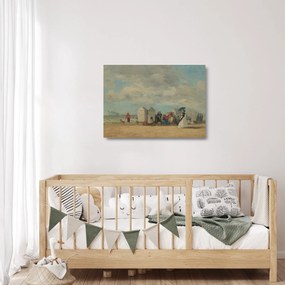 Üveg kép - Eugène Boudin, Beach Scene, reprodukciók (70x50 cm)