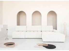 Krémszínű kinyitható tárolóhelyes moduláris sarokkanapé (jobb oldali) Lulu – Miuform