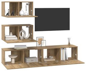 TV szekrény garnitúra 4 pcs kézműves tölgy 80 x 30 x 30 cm