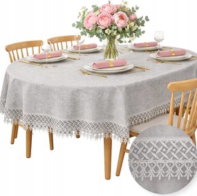 Abrosz Ovális asztalra Elegáns Szürke Sima karácsonyra csipkével 80x140