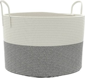vidaXL szürke-fehér pamut tárolókosár Ø51 x 33 cm