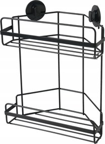 Konyhai Fürdőszoba Polc 2 Szintes Sarok Fekete Matt Öntapadós Acél