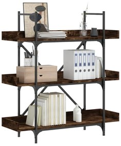 3-szintes füstös tölgy szerelt fa könyvespolc 100x33x108,5 cm