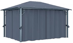 antracit alumíniumpavilon függönnyel/LED fényfüzérrel 4 x 3 m