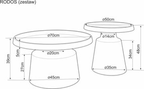 Rodos dohányzóasztal szett bézs