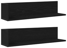 2 db fekete szerelt fa fali polc 75 x 16,5 x 16,5 cm