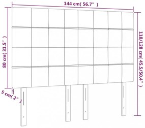 világosszürke bársony LED-es fejtámla 144x5x118/128 cm