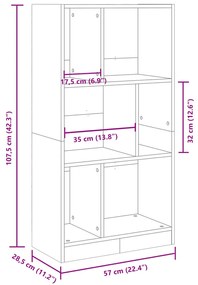 fekete szerelt fa könyvszekrény 57 x 28,5 x 107,5 cm