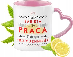 Basszusgitáros Bögre Rózsaszín Szív Alakú Füllel Kávé Ajándék