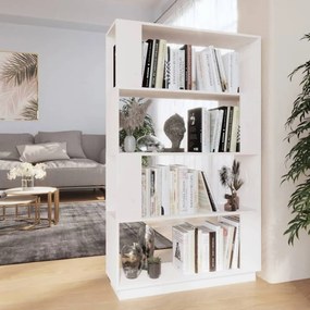 Fehér tömör fenyőfa könyvszekrény/térelválasztó 80x25x132 cm