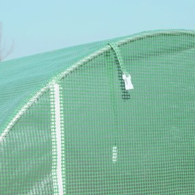 Outsunny Kert Alagút Üvegház 8 m² Alapfelület 4L x 2W x 2,05H m Erősített Csőváz Cippzáras Ajtó 6 Felgöngyölhető Ablak Zöld | Aosom