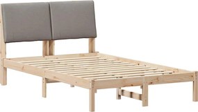 vidaXL Ágykeret fejtámlával Barna és taupe 135 x 190 cm Tömör fenyőfa
