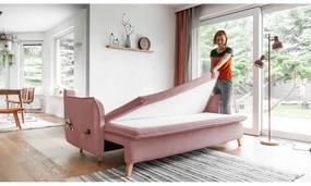 Világos rózsaszín kinyitható kanapé 225 cm Charming Charlie – Miuform