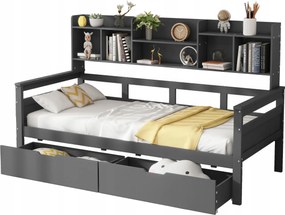 Összecsukható kanapé 90x200 gyerekágy egyszemélyes ágy fiókok és polcok