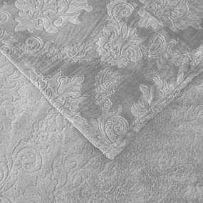 Dekorációs Takaró 160x200 Puha Pléd Dombornyomott Virágok Világosszürke