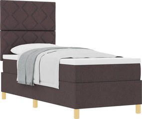 vidaXL Boxrugós ágy matracmal Sötét Barna 80 x 200 cm szövet